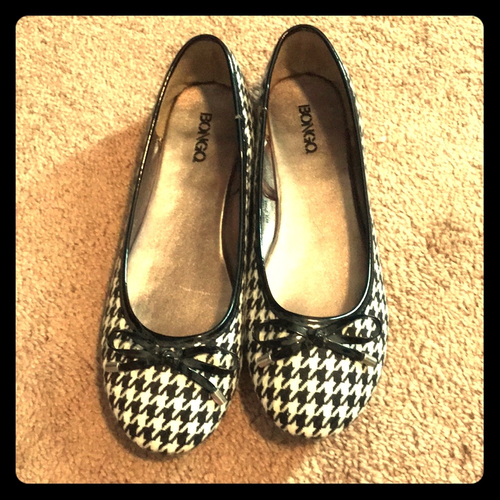 Bongo Black/White Houndstooth Flats 10